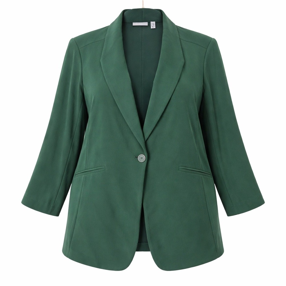 Susan Graver Deep Green Single-Button Blazer